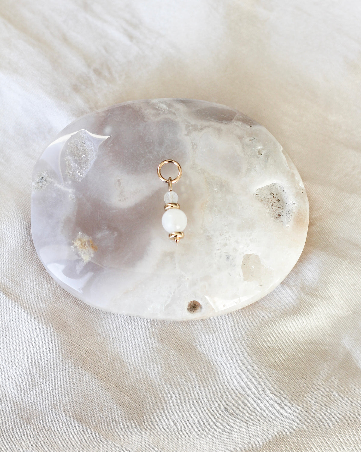 Handmade Moonstone gemstone charm featuring luminous natural Moonstone beads.