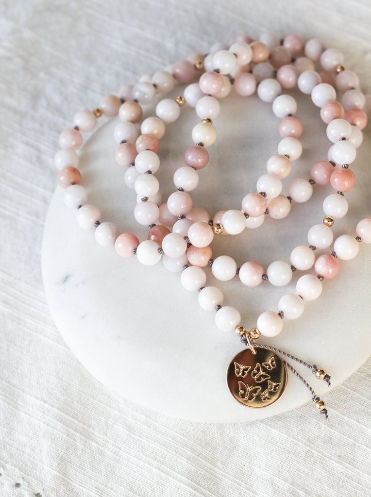 Pink Opal Mala Pendant Necklace - Restore Collection
