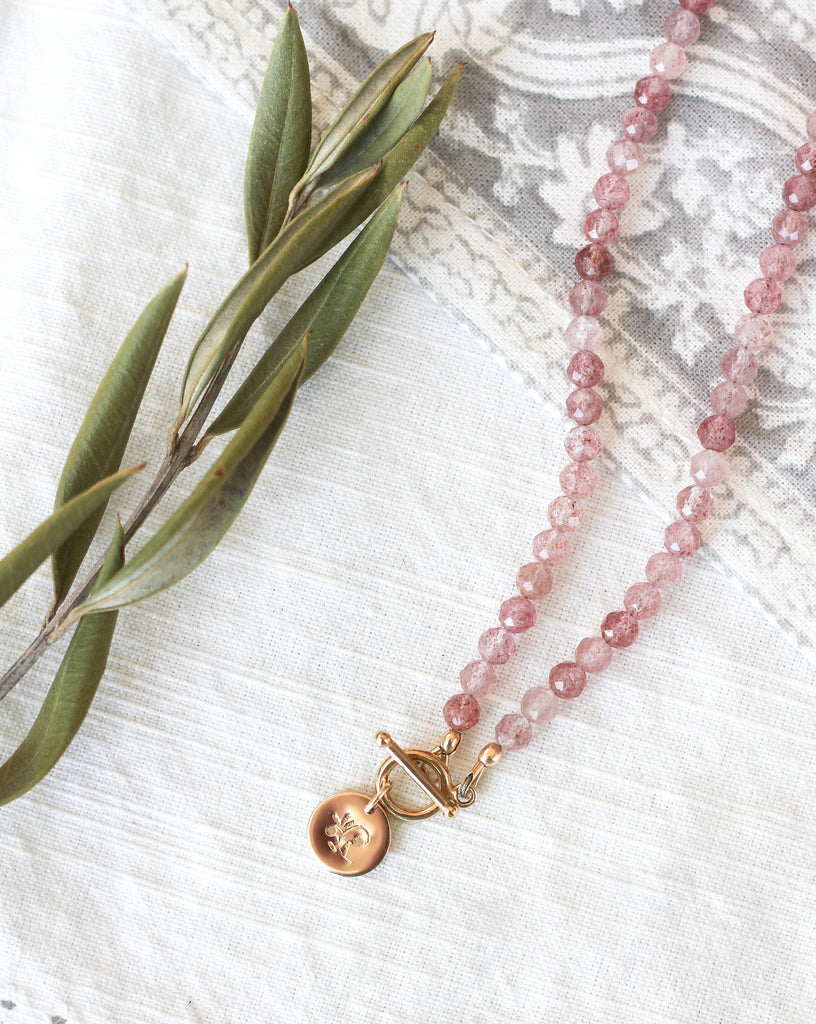 strawberry quartz intention necklace