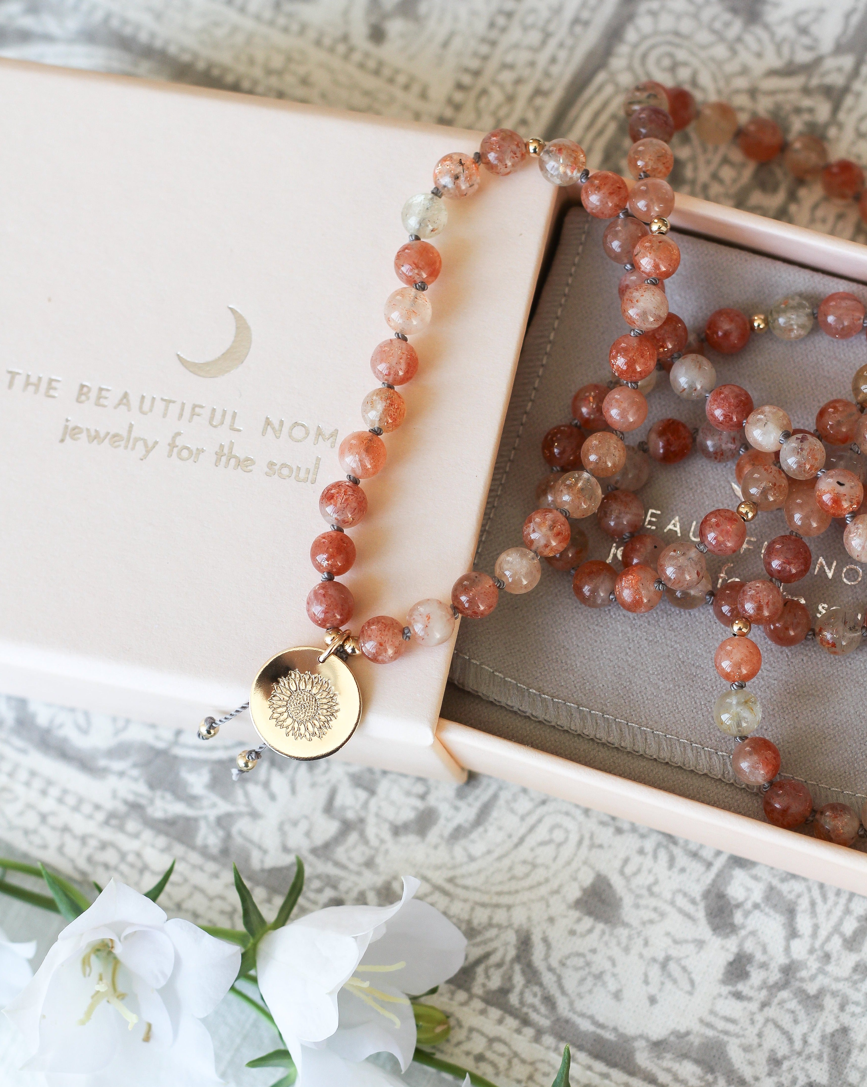 sunstone mala pendant necklace