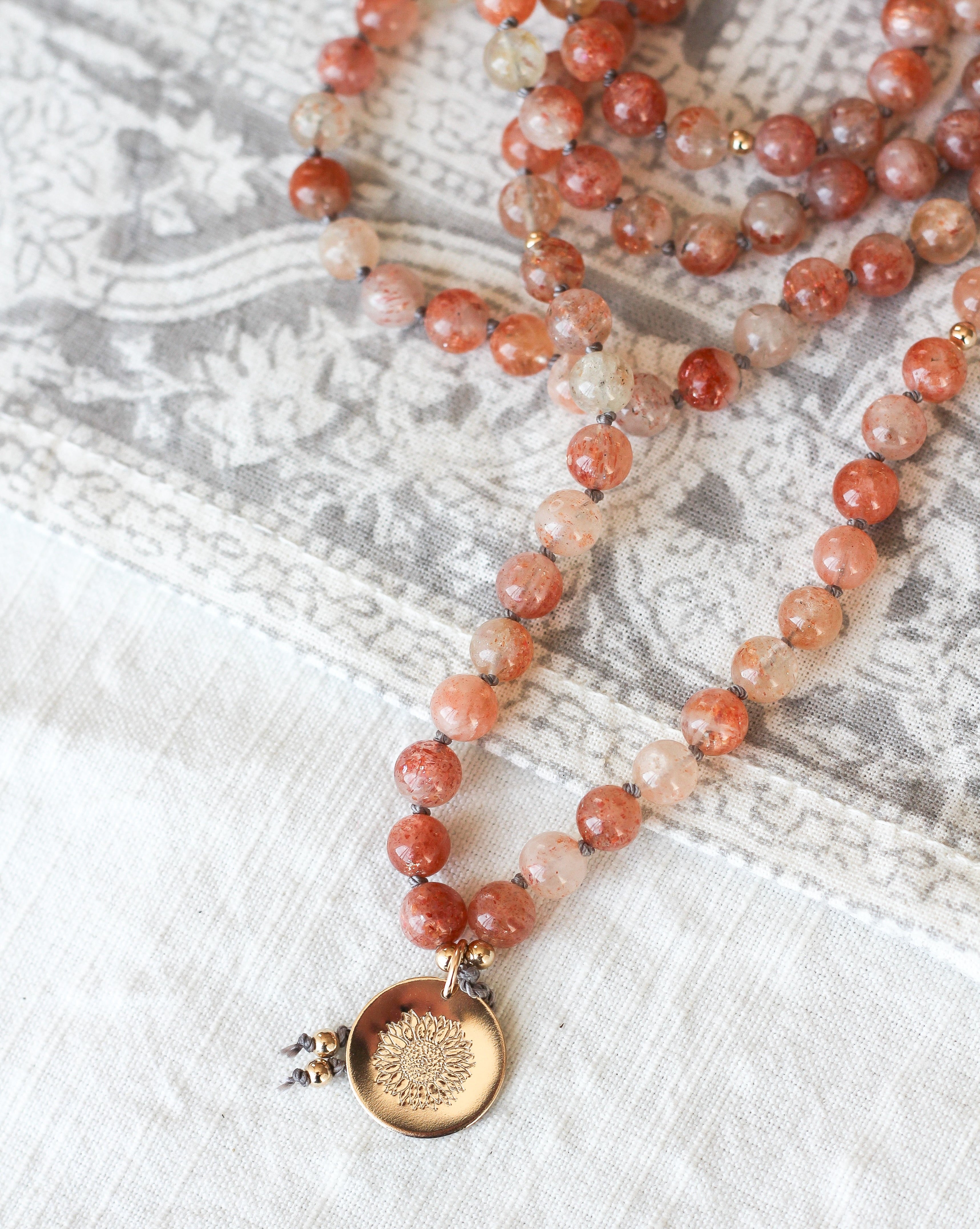 sunstone mala pendant necklace