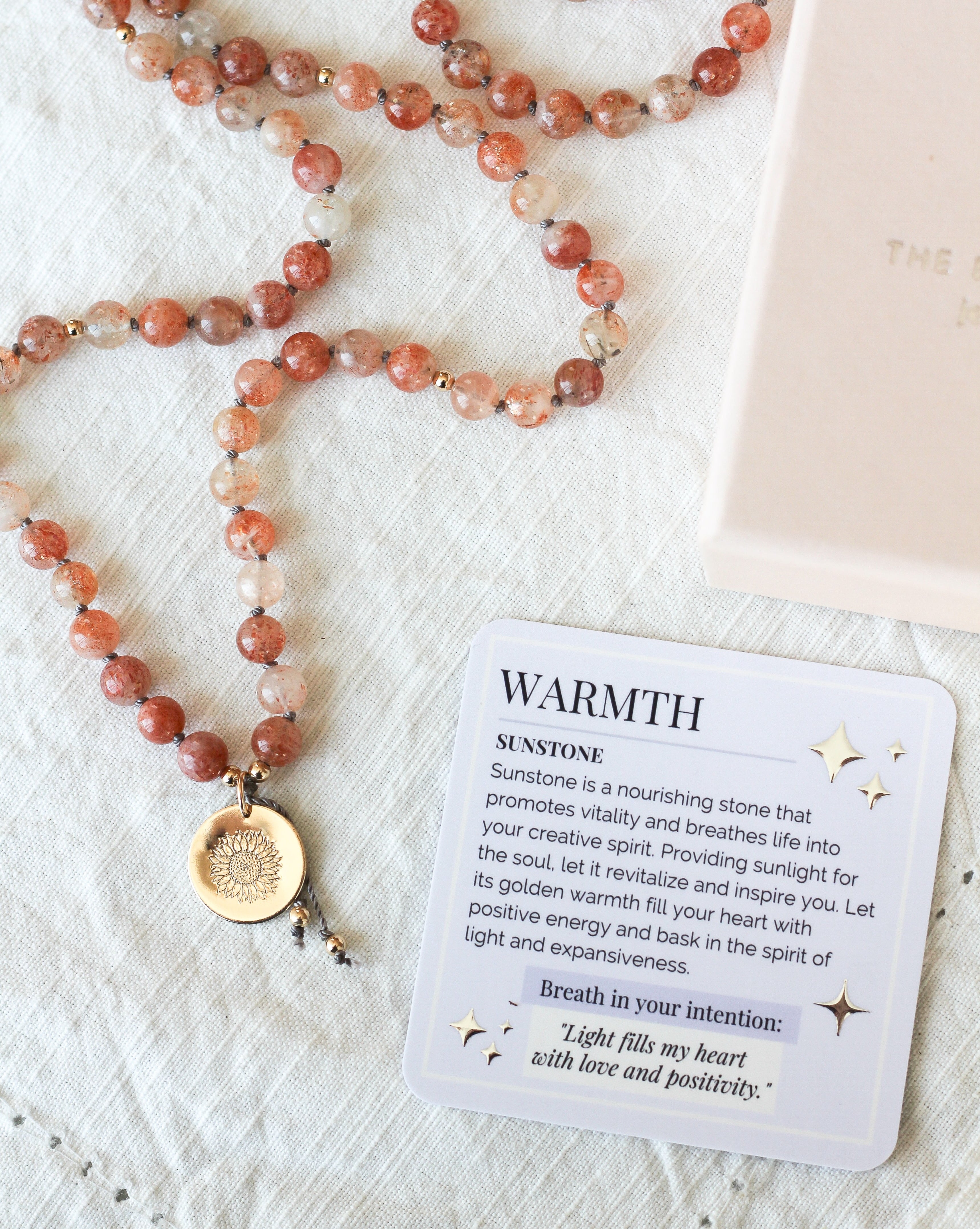 sunstone mala pendant necklace