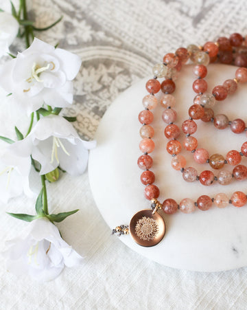 sunstone mala pendant necklace