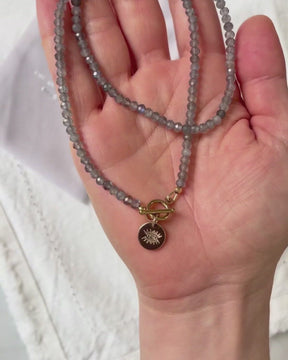 Labradorite intention necklace with evil eye charm