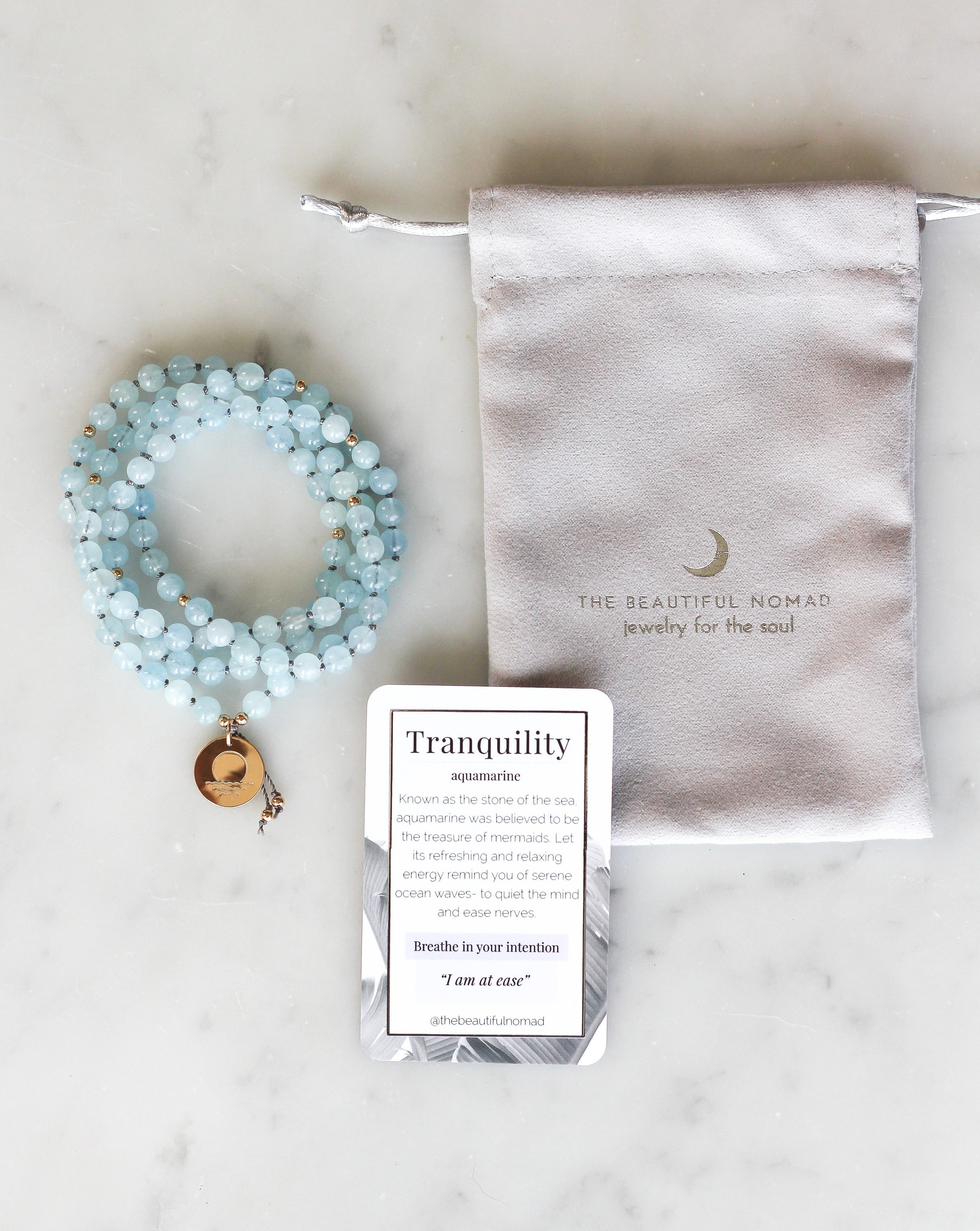 Tranquility Mala Pendant Necklace with Stamp Pendant with meaning card