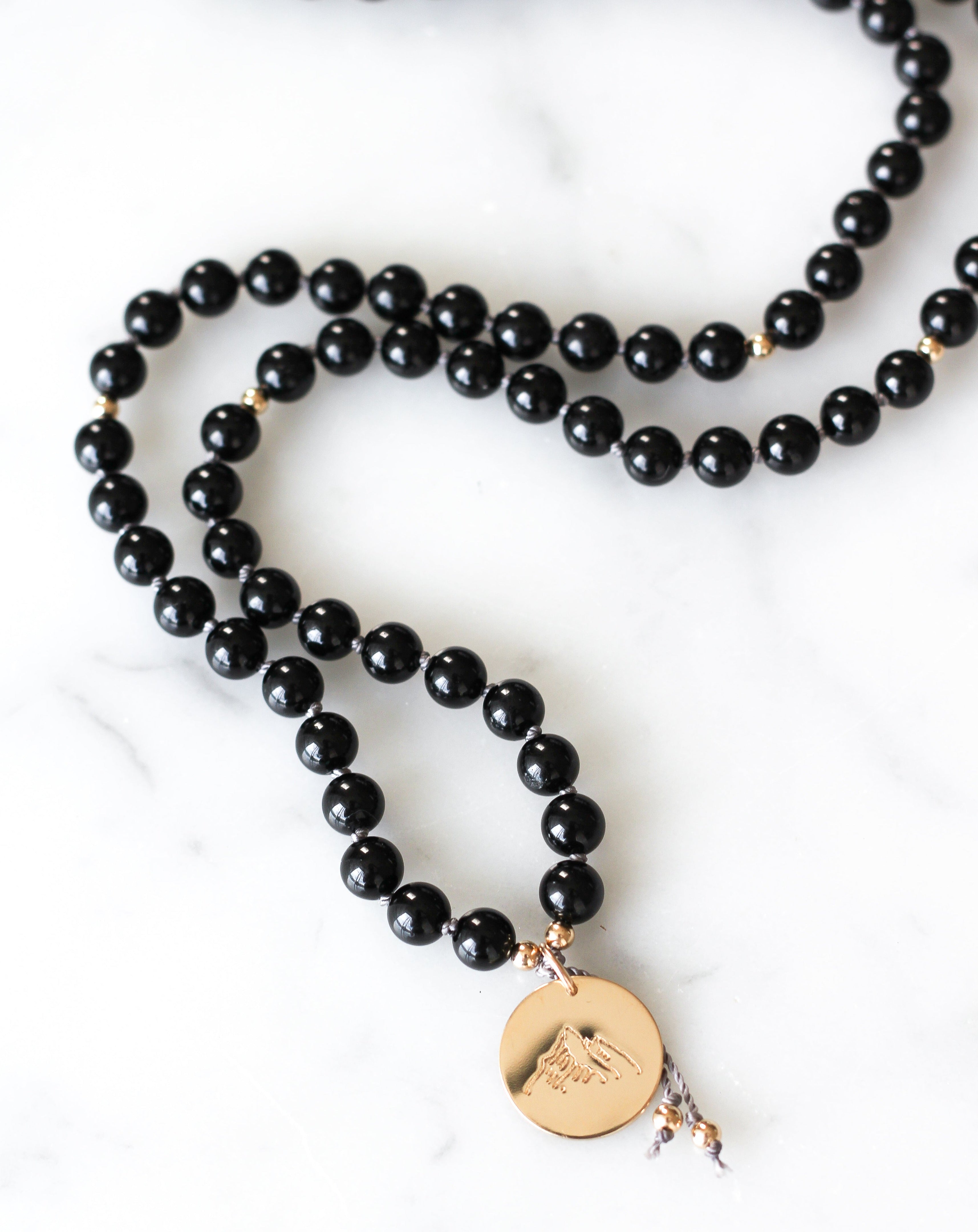 Black Tourmaline Pendant Mala Necklace