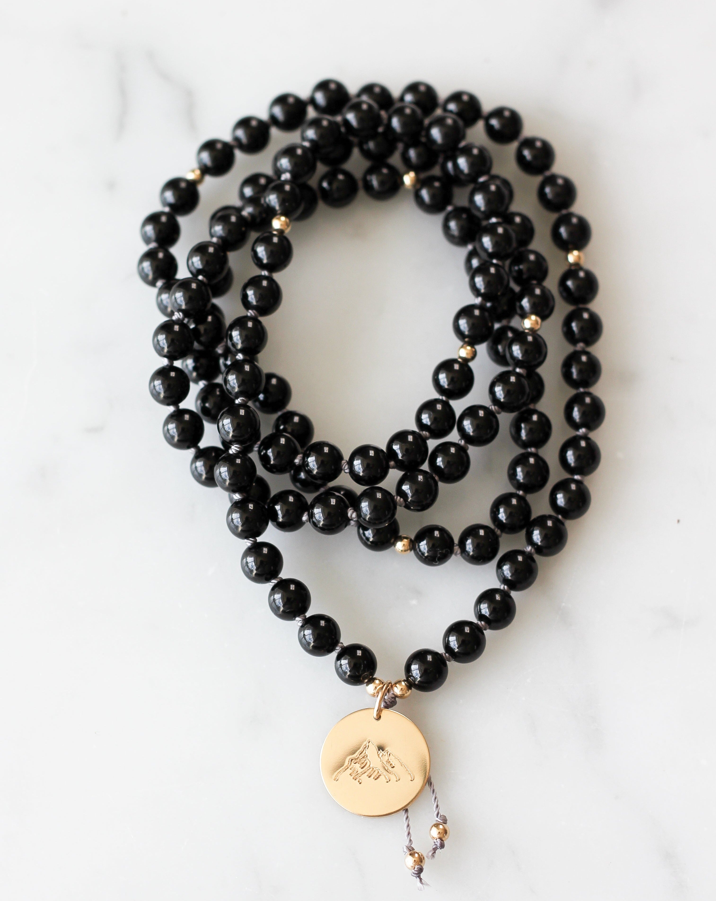 Black Tourmaline Pendant Mala Necklace