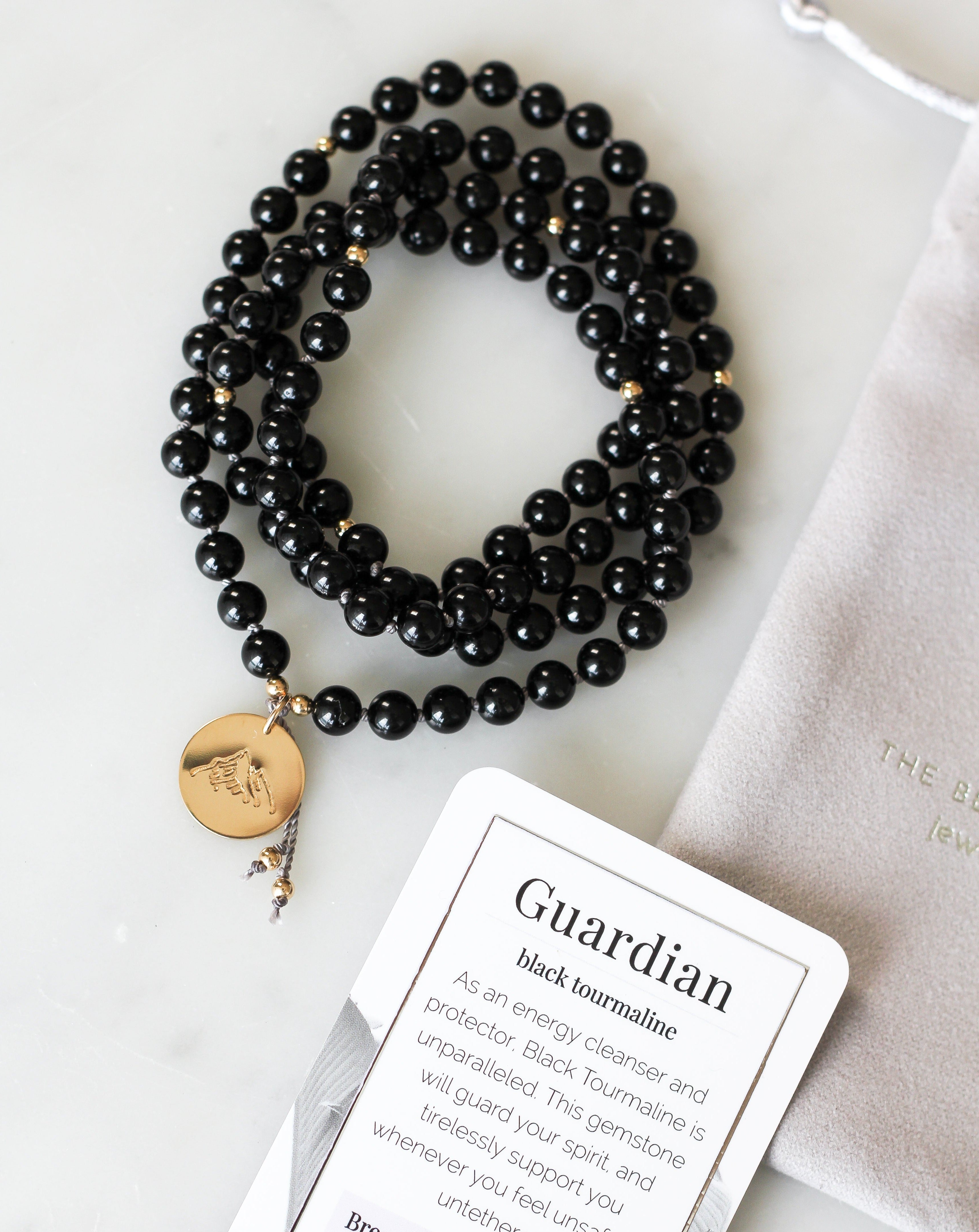 Black Tourmaline Pendant Mala Necklace