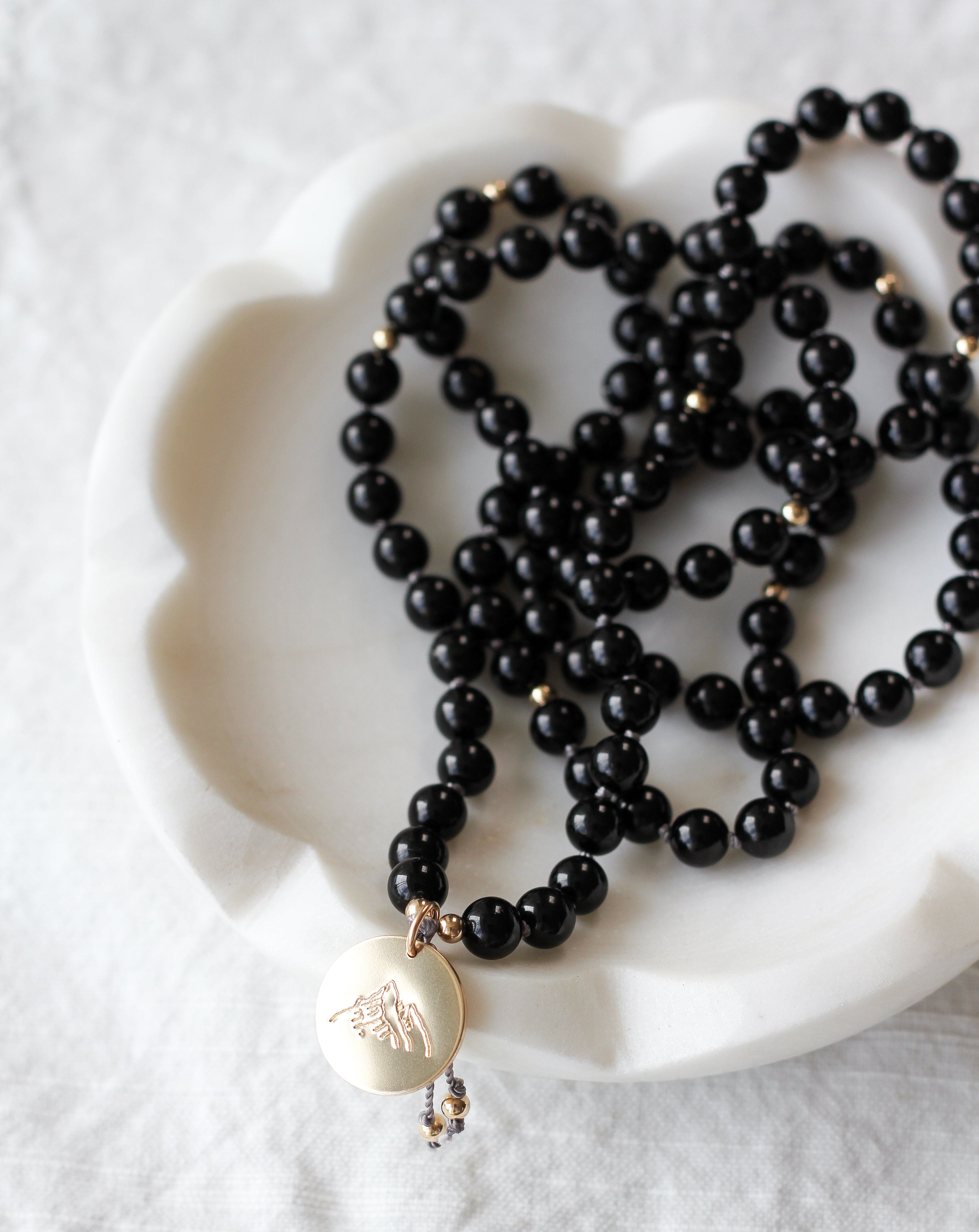 Black Tourmaline Pendant Mala Necklace