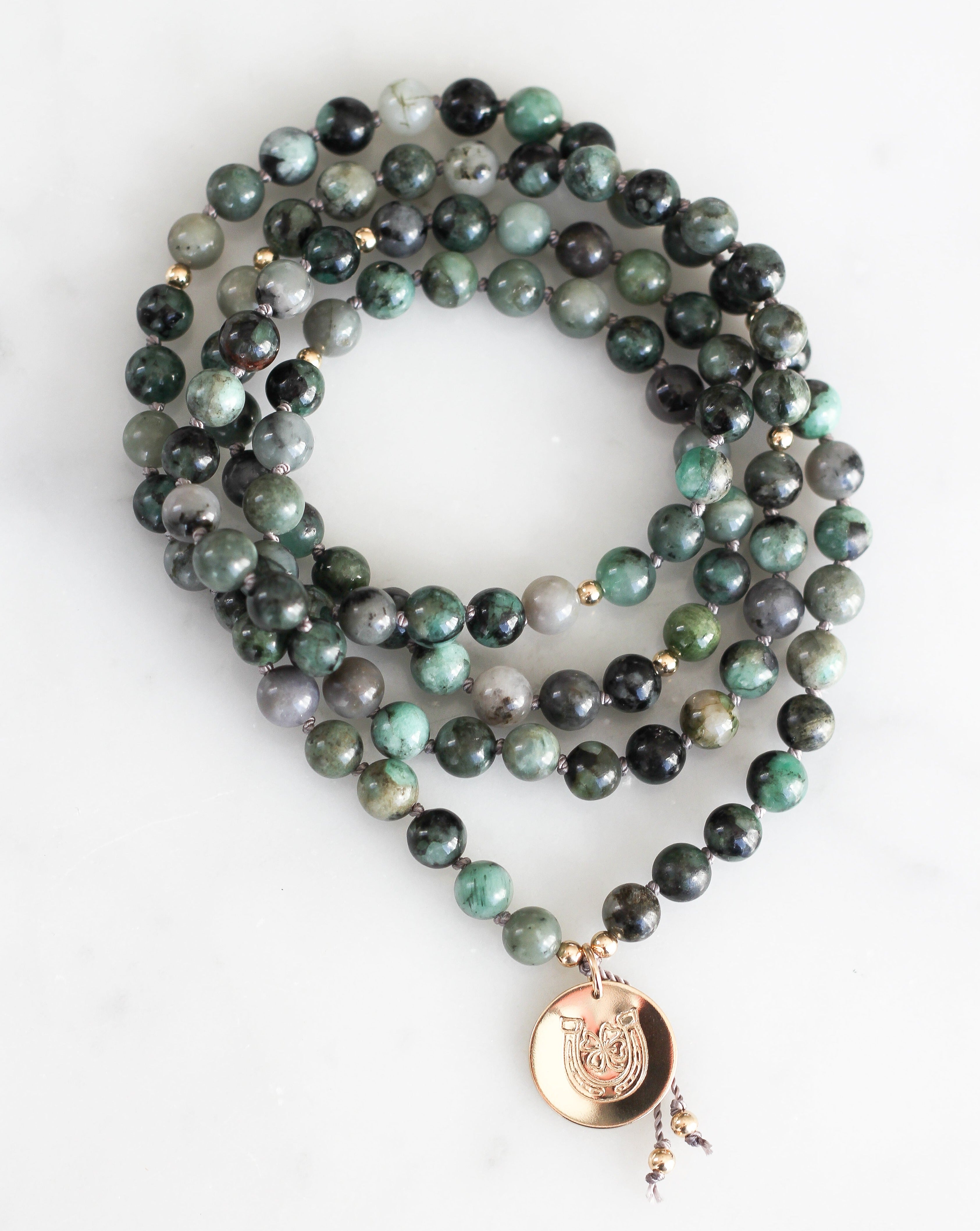 Emerald Mala Pendant Necklace