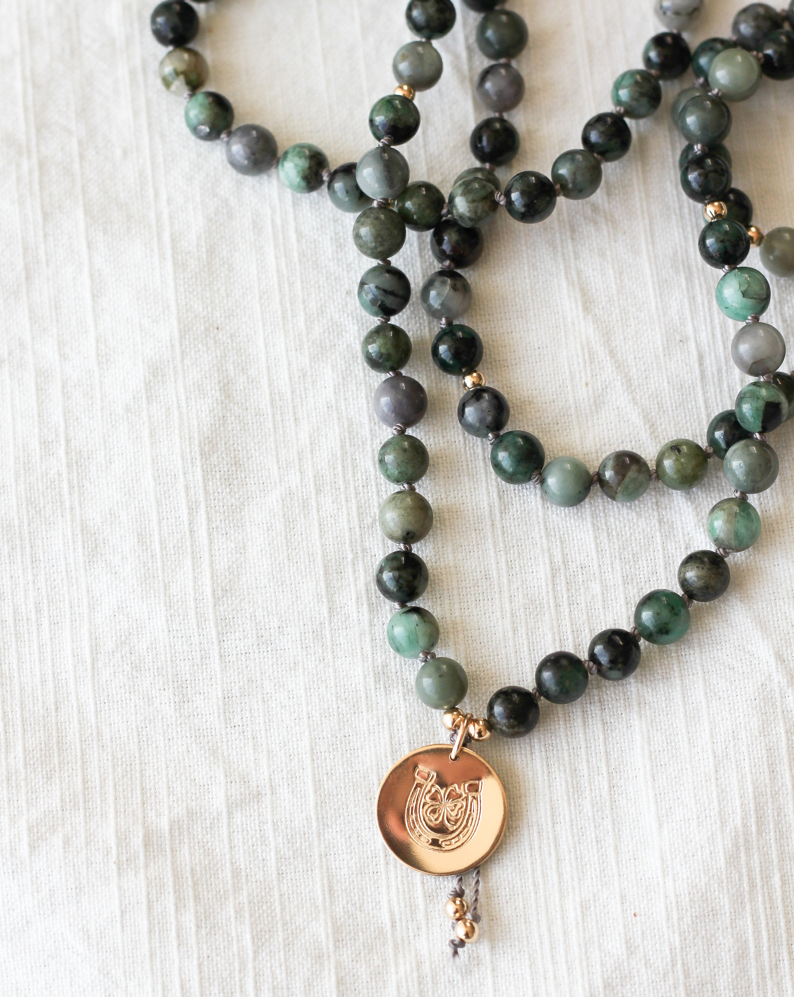 Emerald Mala Pendant Necklace