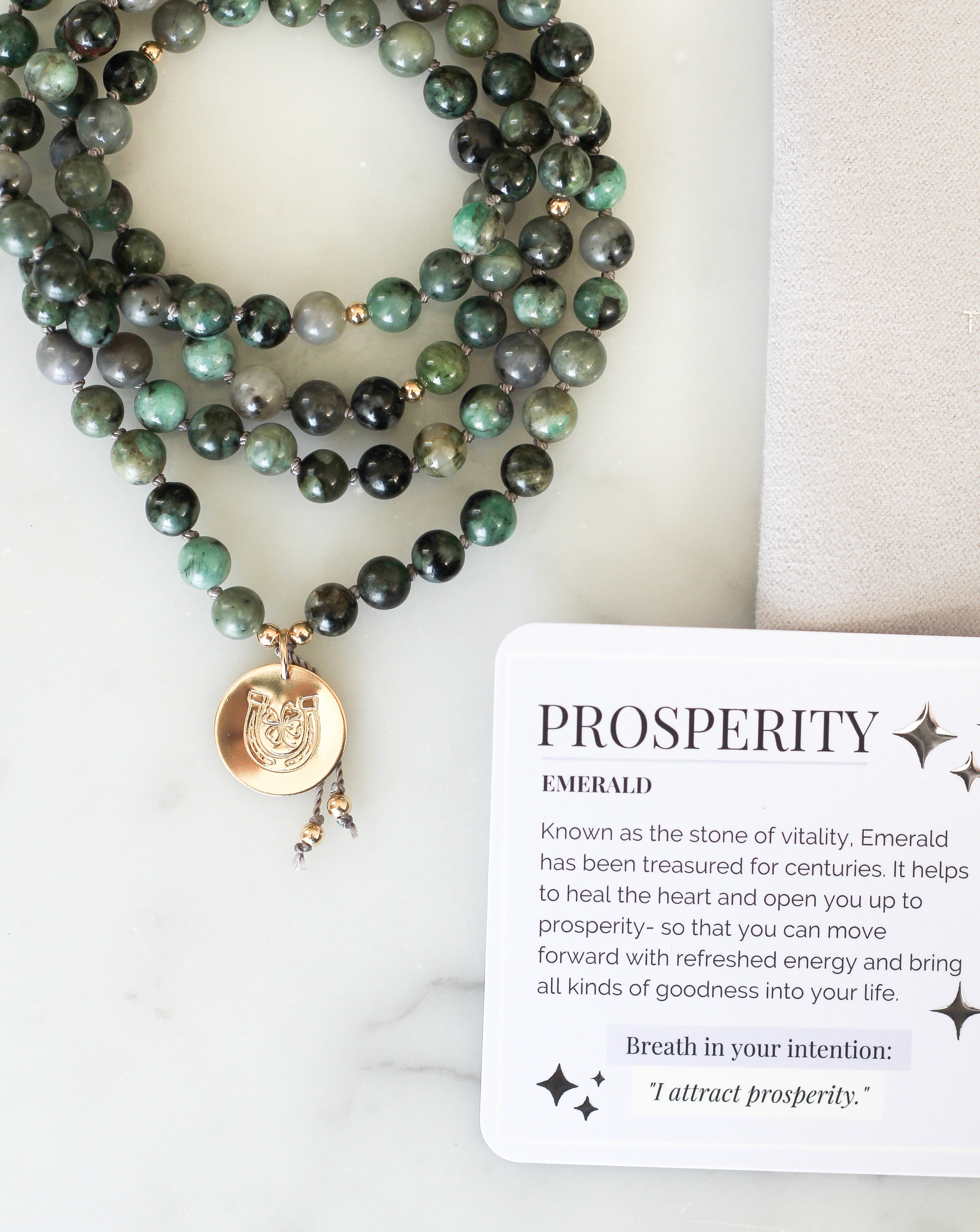 Emerald Mala Pendant Necklace