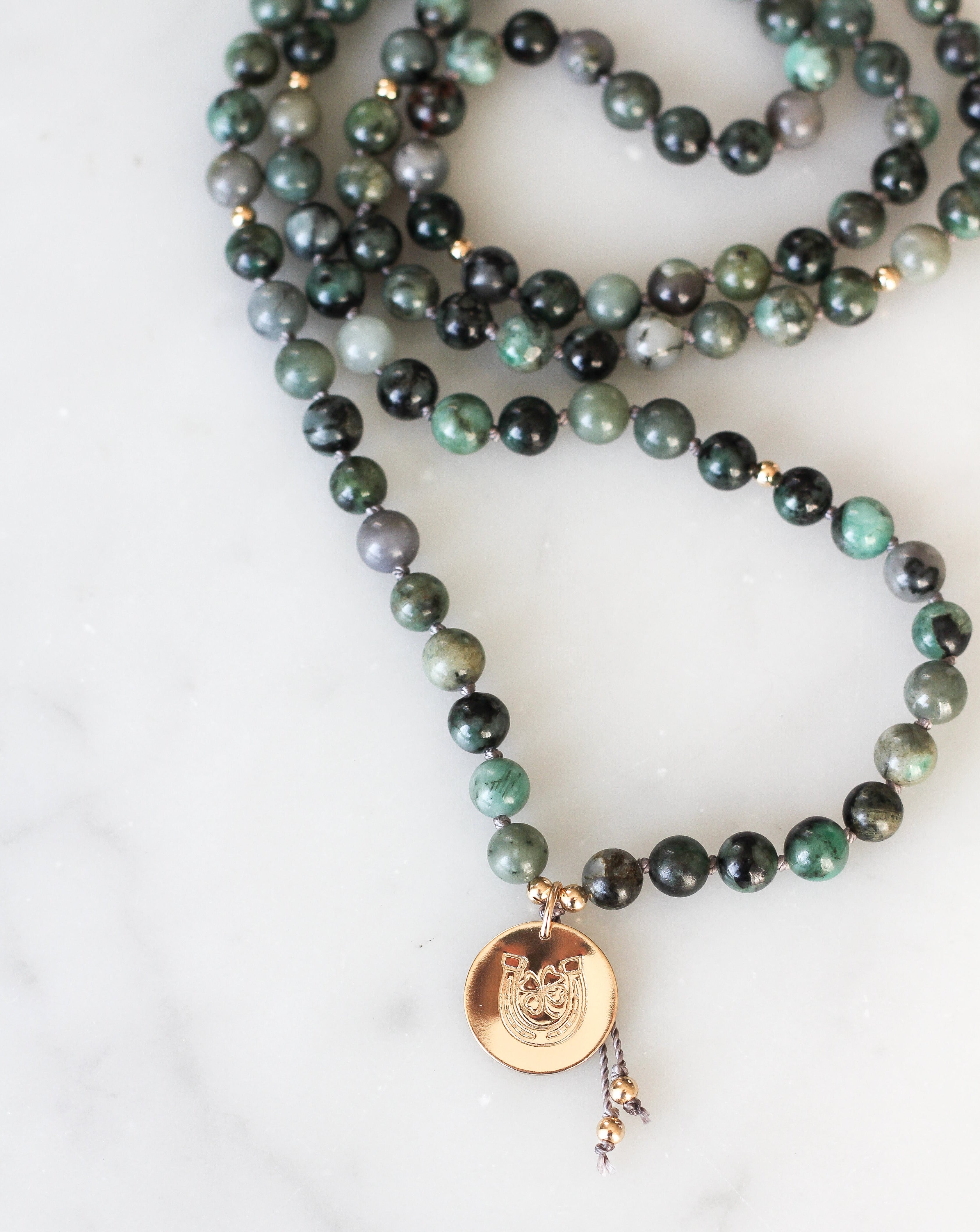 Emerald Mala Pendant Necklace