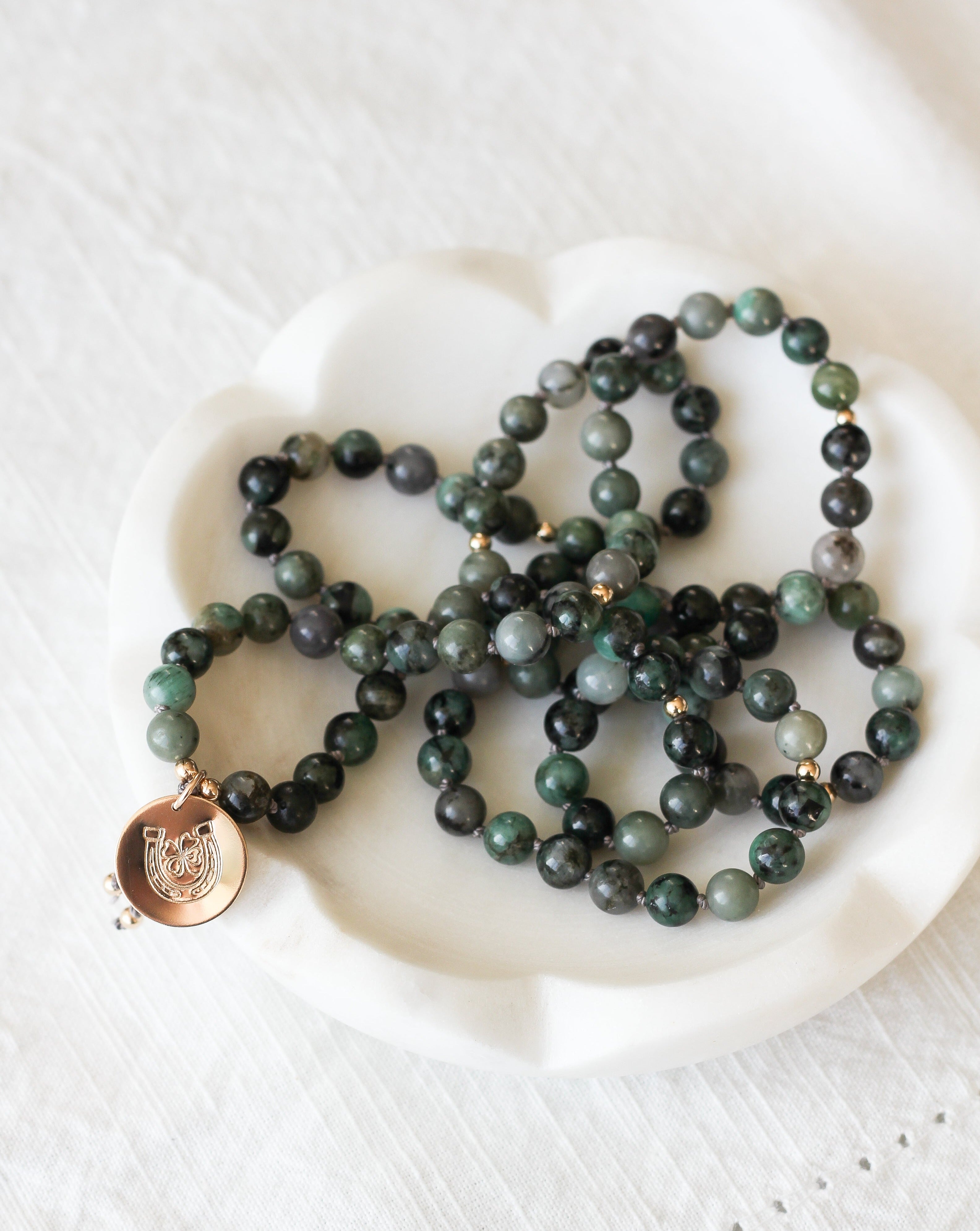Emerald Mala Pendant Necklace