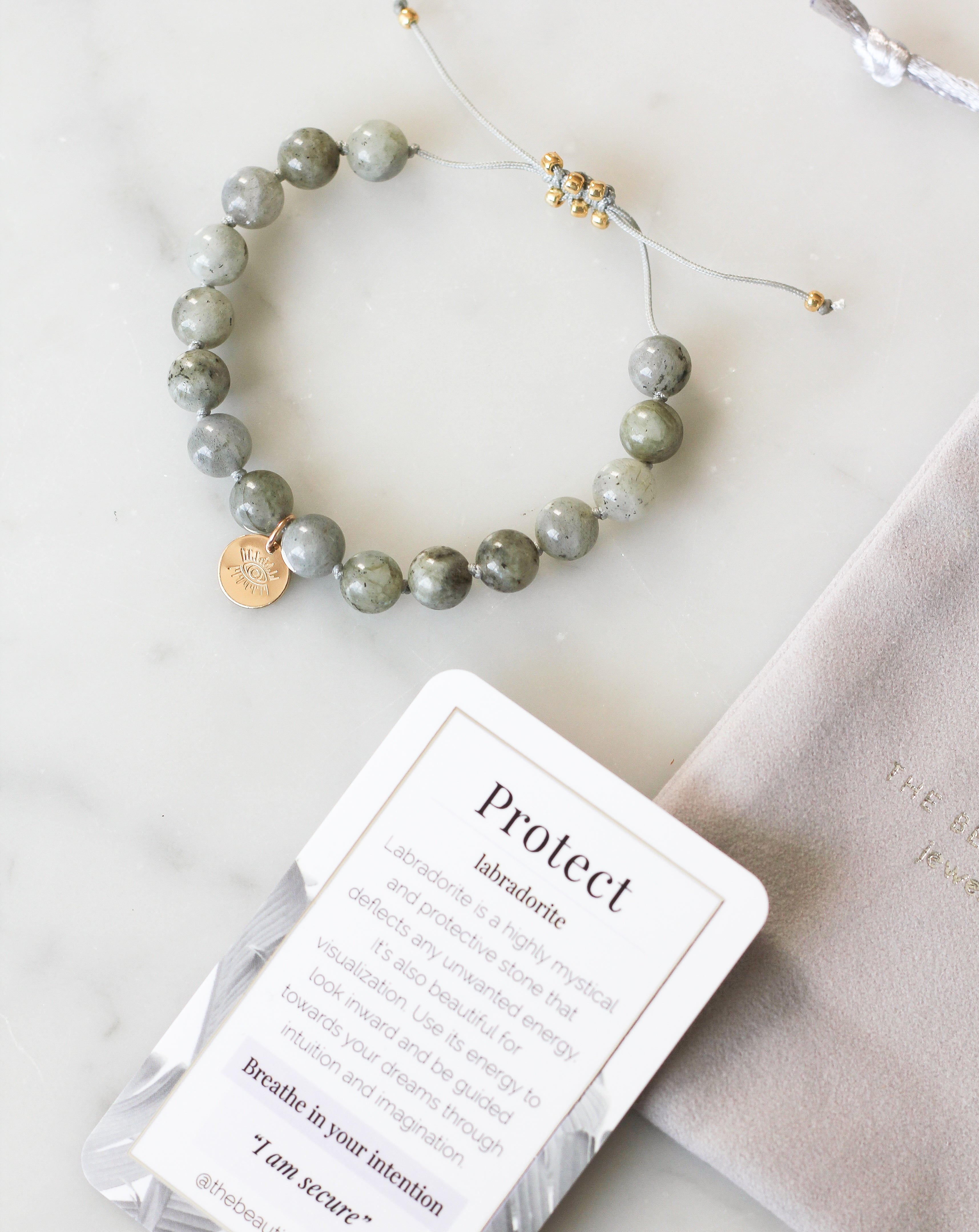 Labradorite Mala Bracelet with meaning card