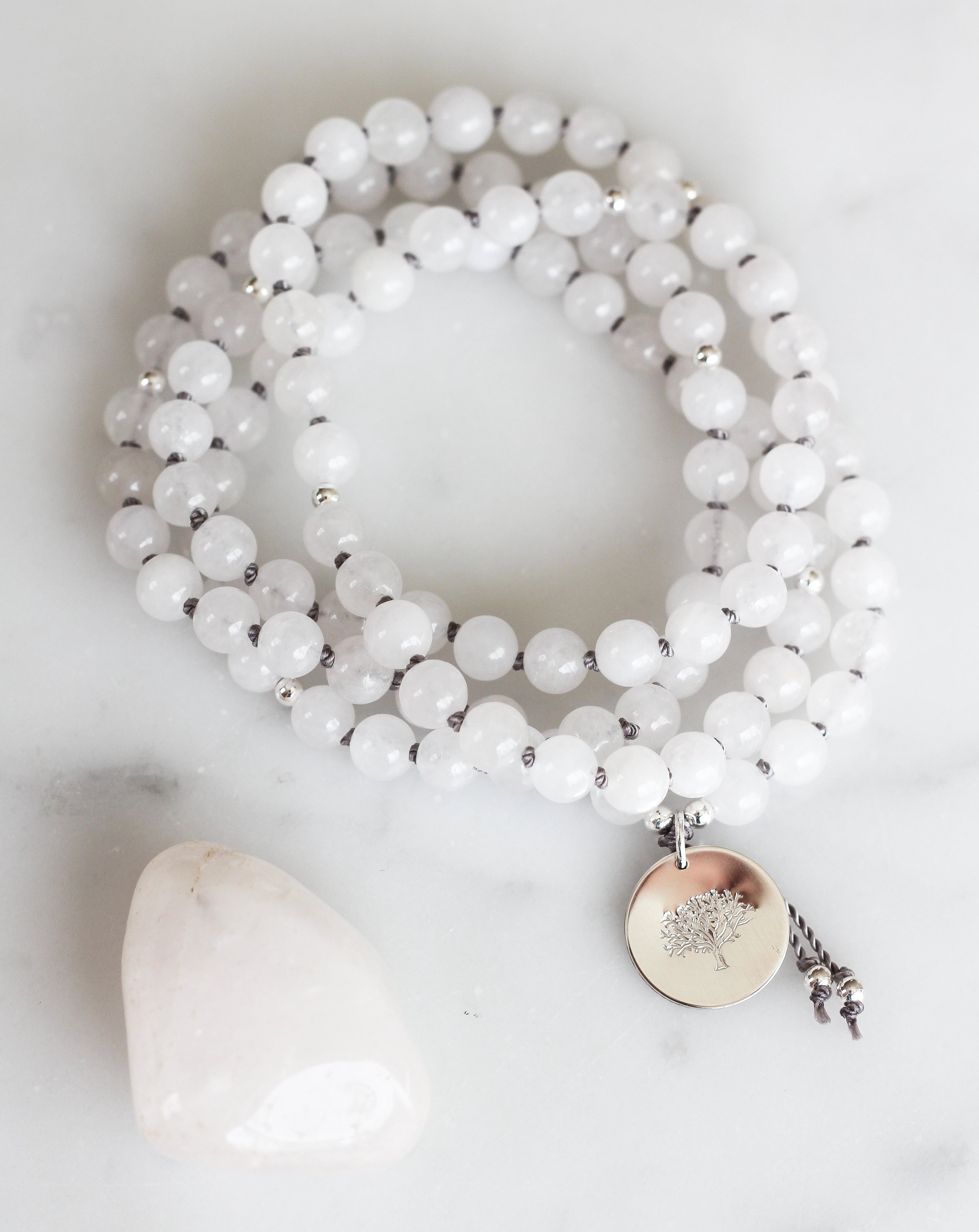 Quartz Mala Pendant Necklace