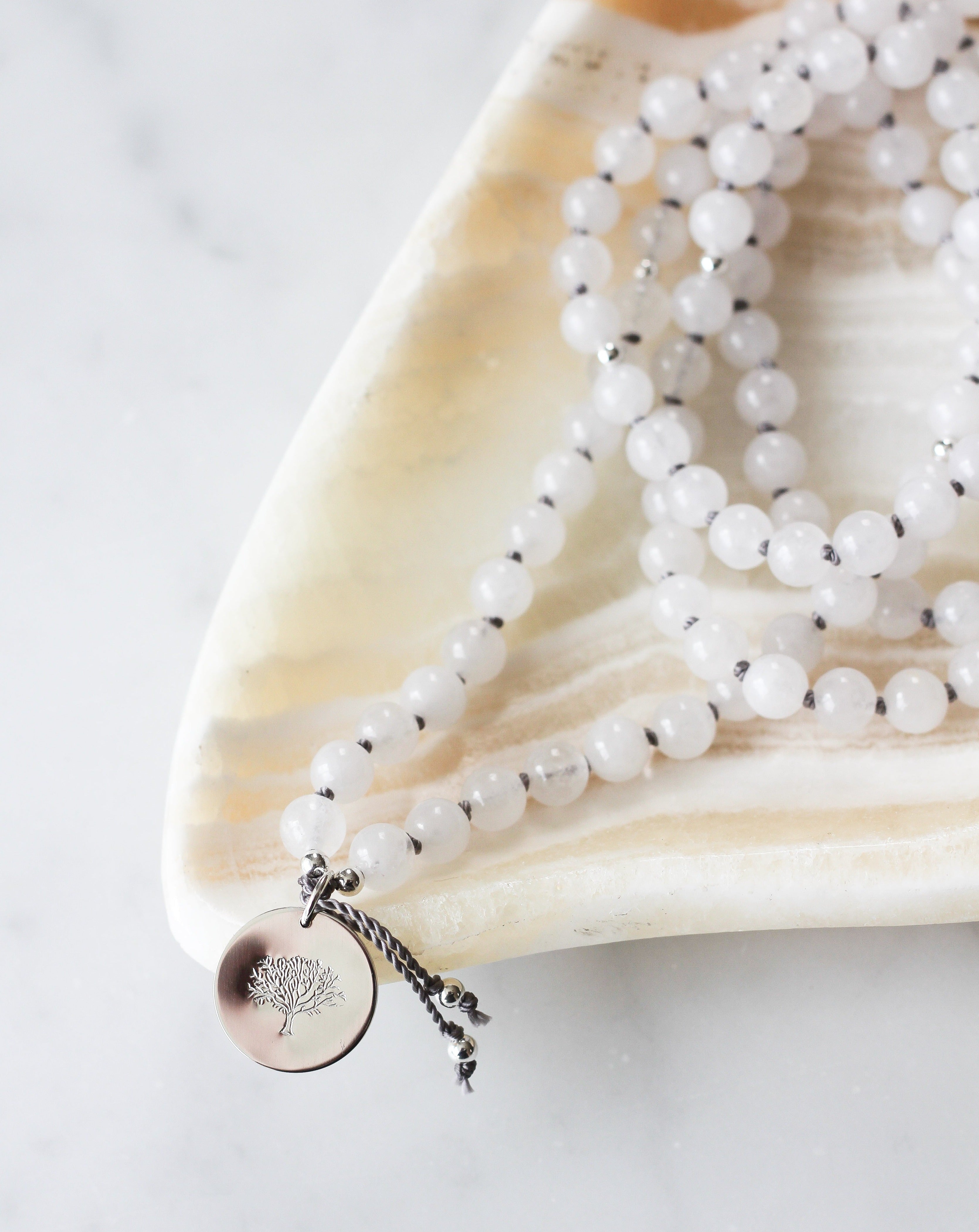 Quartz Mala Pendant Necklace